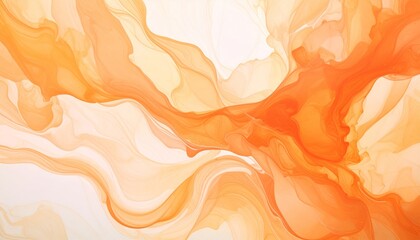 Poster - Abstract Orange and White Fluid Art - Swirling abstract artwork in shades of orange and white. Perfect for backgrounds or design projects