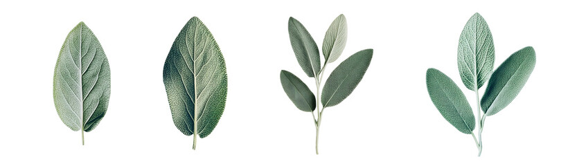 Poster - Set of plant leaves and stems displayed in three different variations, highlighting their form and structure.