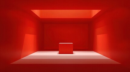 Poster - abstract red interior with gradients and shadows in bright space