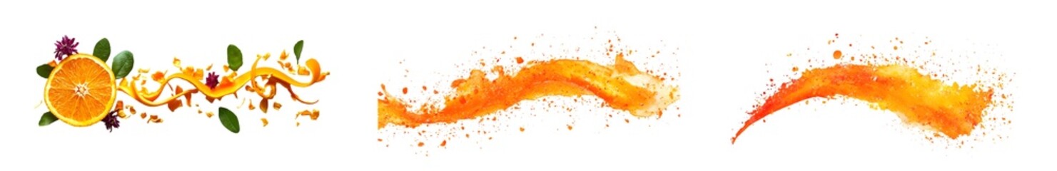 Poster - Set of dynamic citrus juice splash designs, perfect for use in graphics, illustration and design projects.