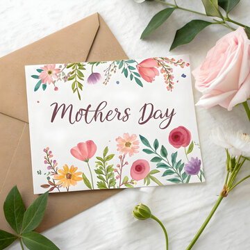 mothers day wishes on card with flowers