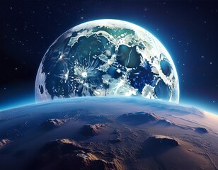 Wall Mural - the full moon is above the earth view of the moon from space