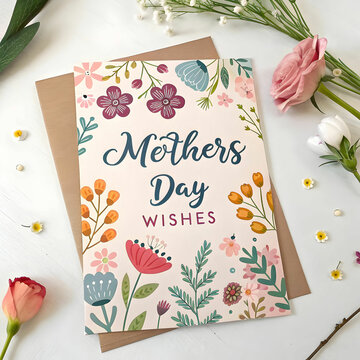 mothers day wishes on card with flowers
