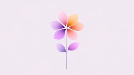 Aufkleber - A minimalist flower icon with simple, bold petals in soft pastel colors, creating a fresh and clean design.