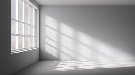 Poster - Minimalist White Studio Interior with Window and Soft Shadows