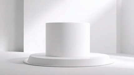 Poster - White Cylinder Podium Mockup in Minimalist Studio Background