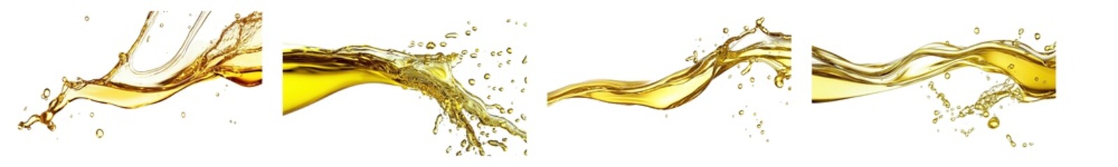 Poster - Set of abstract composition of flowing, golden shapes on a transparent background.