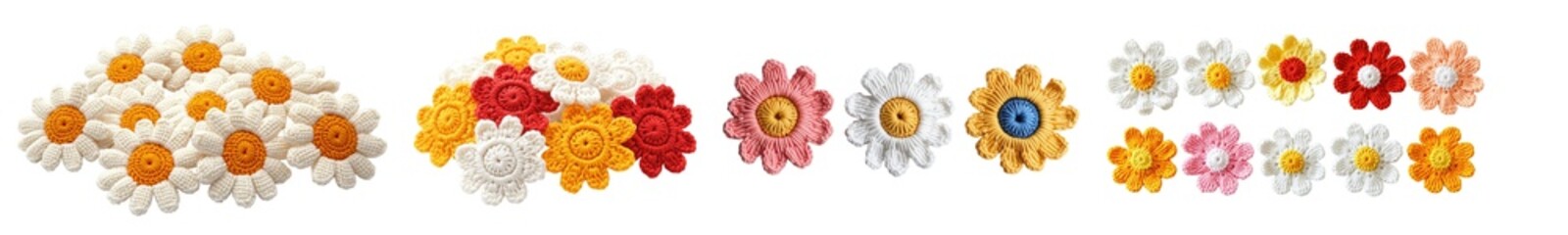 Poster - Collection of colorful flower shapes, likely for crafts or decorations, displayed in a horizontal row.
