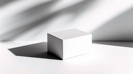 Poster - Minimalist White Box on Bright Background with Soft Shadows