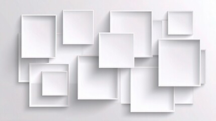 Poster - Subtle Overlapping Square Frames on White Background for Design