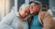 © peopleimages.com - Senior couple, hug and sad in home with love, support and comfort in retirement relationship. Elderly man, thinking and care for wife with loss, grief and emotional moment in marriage with consoling