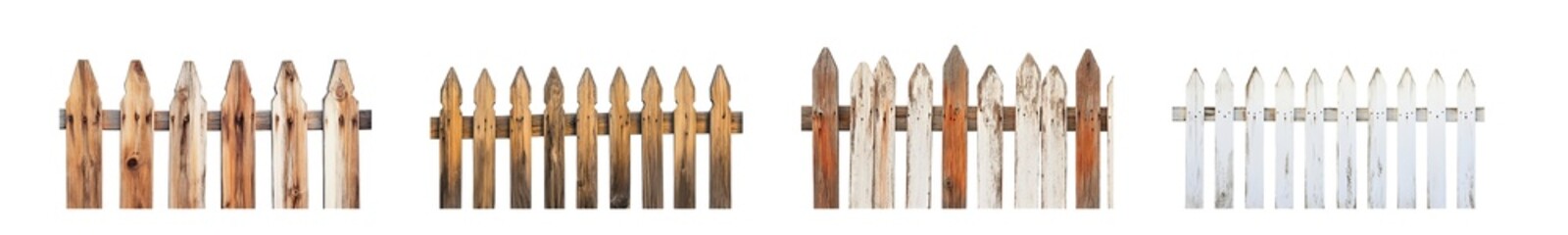 Poster - Set of small decorative fence posts, displayed in various shades of brown, beige, tan, and white, against a transparent background.