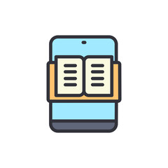 Poster - Digital reading and literacy conceptual illustration, education on smartphone