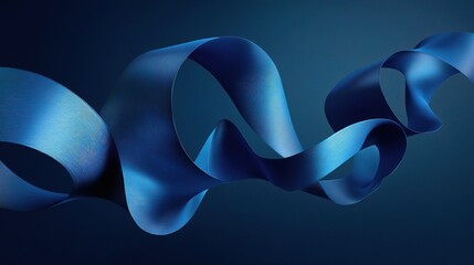 Poster - Elegant Blue 3D Ribbon Sculpture Floating in Abstract Space