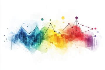 Poster - Rainbow Data Visualization Chart - Abstract watercolor chart showcasing vibrant data trends, ideal for presentations or reports needing a colorful, visually engaging element