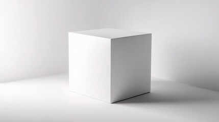 Poster - Minimalist White Cube on Plain Background for Creative Design Use