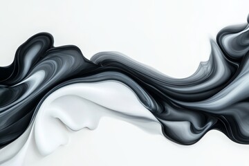 Poster - Abstract Ink Swirl: Black and White Fluid Art - Elegant monochrome swirls, symbolizing fluidity, balance, contrast, movement, and transformation. A visually captivating abstract