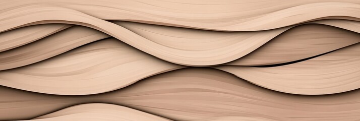 Poster - Beige Wooden Abstract Waves Design - Abstract beige wooden waves, symbolizing fluidity, nature, texture, calmness, and elegance. Perfect for backgrounds or design projects