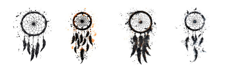 Poster - Collection of stylized dreamcatcher designs, each with a unique color palette and aesthetic.