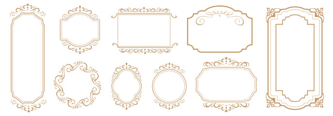 Poster - Set of elegant vintage frames and ornate borders. Perfect for invitations, labels, packaging, logos, and branding. Editable vector with floral and decorative details..eps