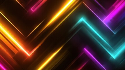 Poster - Bold Neon Abstract Pattern with Glowing Lines and Dynamic Colors