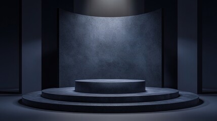 Poster - Dark Minimalist Stage with Texture and Centered Product Space