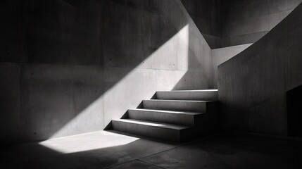 Poster - Light and Shadow Play in a Concrete Stairwell Interior Design