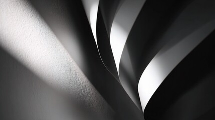 Poster - Abstract Black Shapes with Layered Shadows on White Background