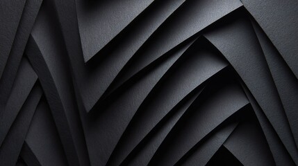 Poster - abstract layers of folded black matte paper in elegant composition