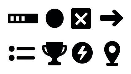 Poster - Collection of icons including arrow, trophy, and location marker for user interface design