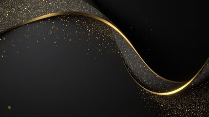 Poster - elegant black background with gold particles and curved overlay