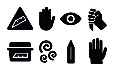 Poster - Hand gesture solid icons set – filled, silhouette, sign and symbol collection