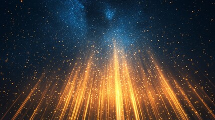 Wall Mural - golden glow sticks under a starry sky background