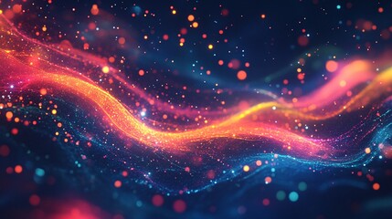 Wall Mural - colorful firefly trails floating in the air background