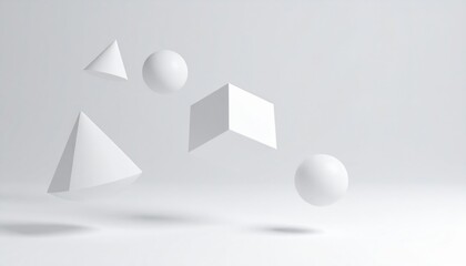 Poster - Dynamic shapes in motion minimalist studio environment 3d animation abstract design clean aesthetic