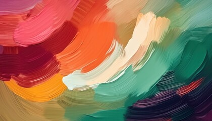 Fototapete - vivid multicolor abstract oil paint brush strokes for modern web design, poster background, branding texture, and print artwork

