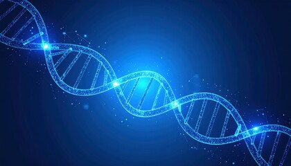 Poster - Dna helix animation virtual laboratory digital art blue background abstract viewpoint genetic research concept