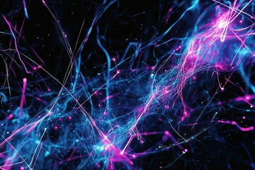 Poster - Abstract neon lines in dark background