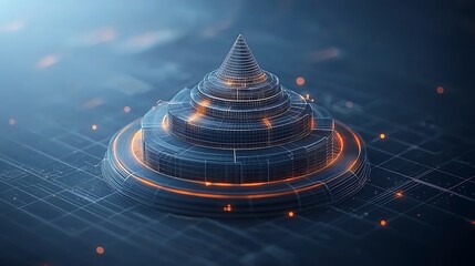 Poster - Abstract digital pyramid structure with glowing circuits