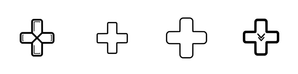 Poster - Vector illustration featuring a series of plus signs with varying styles and designs for creative applications