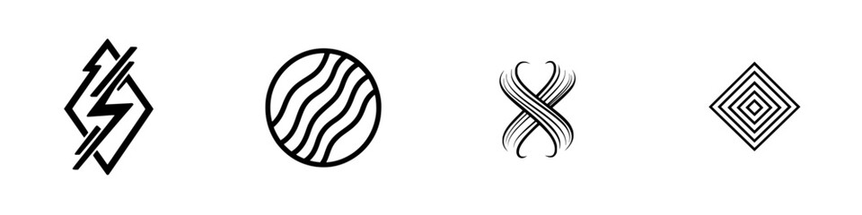 Poster - Vector illustration icons featuring modern geometric designs with varied patterns and styles