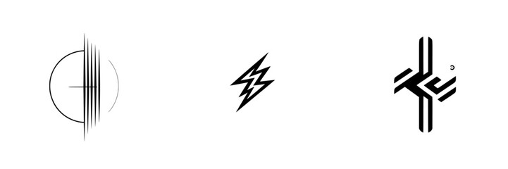 Poster - Vector illustration of three unique graphic symbols representing energy and motion
