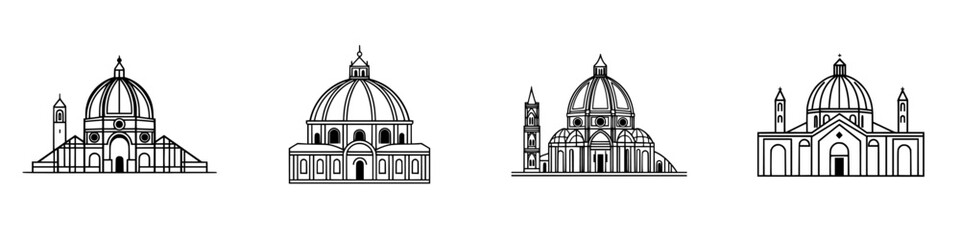 Poster - Vector illustration collection of iconic dome structures showcasing diverse architectural designs from different regions