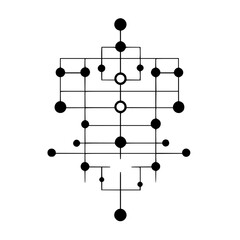 Poster - Vector illustration of a complex geometric structure with interconnected nodes and lines showcasing modern design concepts