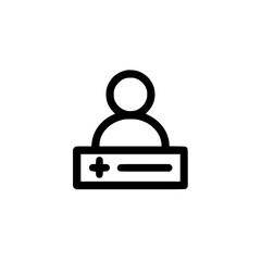 Poster - Simple vector illustration of a user icon with a plus sign for adding new profiles in digital interfaces