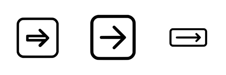 Poster - Various styles of right arrow vector icons displayed in differing sizes and designs for effective navigation and user guidance