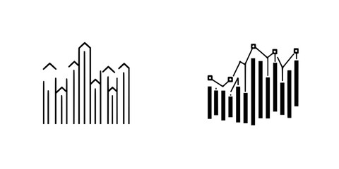 Poster - Vector illustration of growth and data visualization with line graphs and bar charts in a minimalistic design