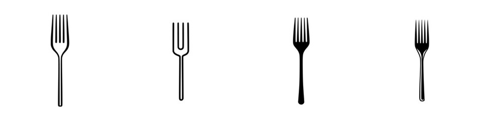 Poster - Various designs of fork icons in minimal vector style, suitable for culinary or dining themed projects