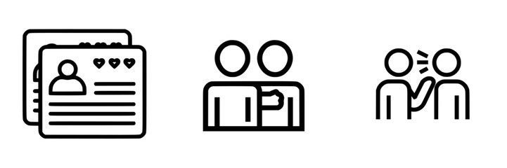 Poster - Vector illustration icons representing profile sharing, friendship, and communication in digital interactions