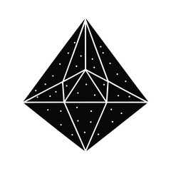Poster - Abstract black and white geometric shape with triangle and diamond elements featuring scattered dots in a symmetrical design